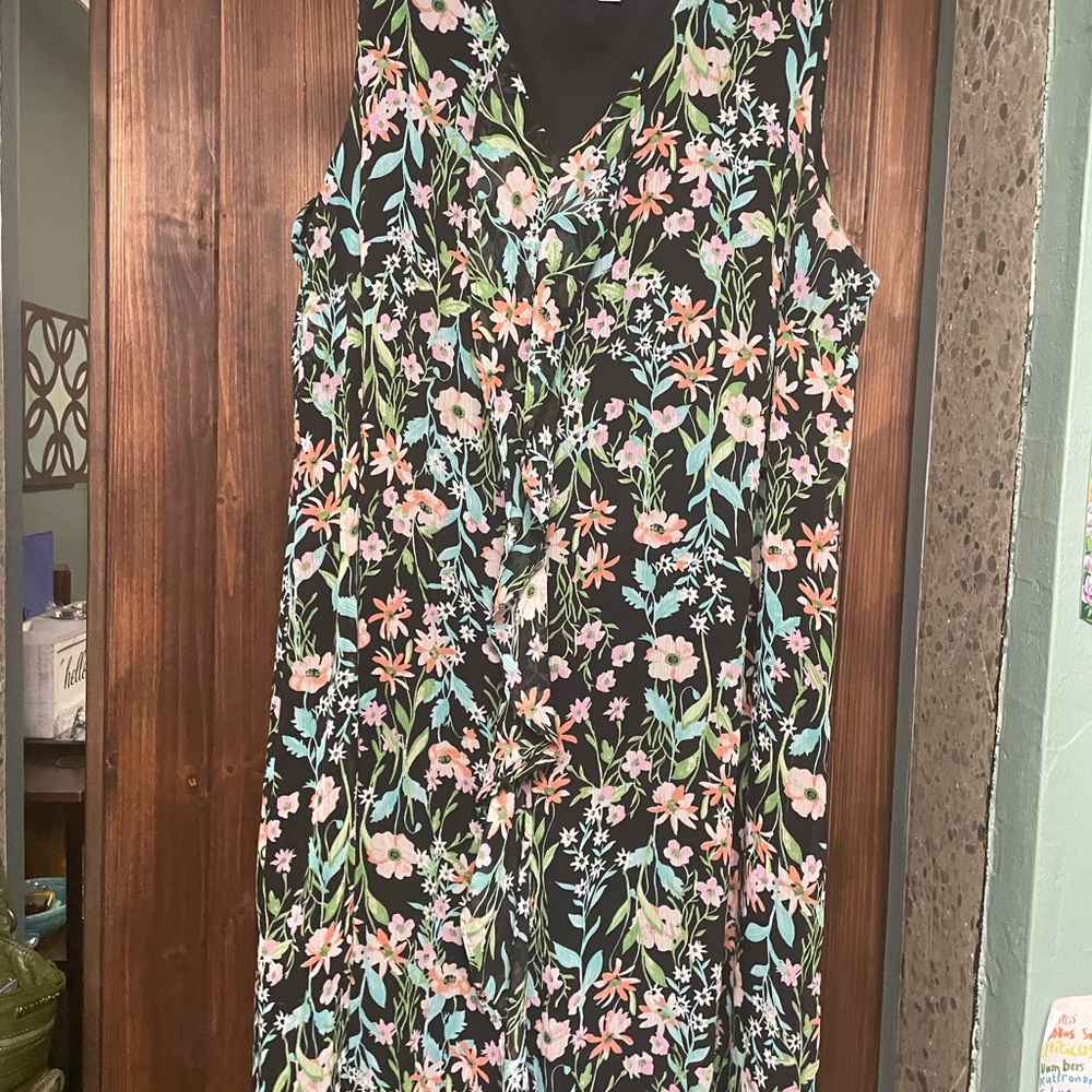 Emma & Michele Pink and Orange Sleeveless V-Neck Sundress